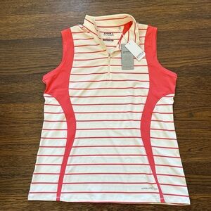 Cutter & Buck Women's Pink and White Striped Tank Top